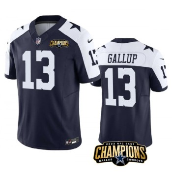 Men's Dallas Cowboys #13 Michael Gallup Navy/White 2023 F.U.S.E. NFC East Champions Patch Stitched Football Jersey Men's Dallas Cowboys #13 Michael Gallup Navy/White 2023 F.U.S.E. NFC East Champions Patch Stitched Football Jersey