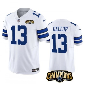 Men's Dallas Cowboys #13 Michael Gallup White 2023 F.U.S.E. NFC East Champions Patch Stitched Football Jersey Men's Dallas Cowboys #13 Michael Gallup White 2023 F.U.S.E. NFC East Champions Patch Stitched Football Jersey