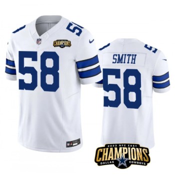 Men's Dallas Cowboys #58 Mazi Smith White 2023 F.U.S.E. NFC East Champions Patch Stitched Football Jersey Men's Dallas Cowboys #58 Mazi Smith White 2023 F.U.S.E. NFC East Champions Patch Stitched Football Jersey