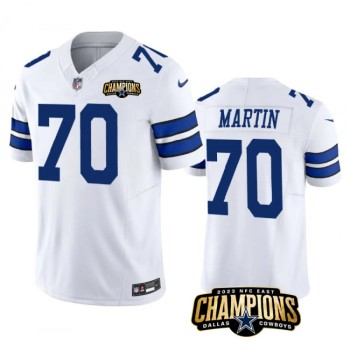 Men's Dallas Cowboys #70 Zack Martin White 2023 F.U.S.E. NFC East Champions Patch Stitched Football Jersey Men's Dallas Cowboys #70 Zack Martin White 2023 F.U.S.E. NFC East Champions Patch Stitched Football Jersey