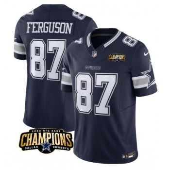 Men's Dallas Cowboys #87 Jake Ferguson Navy 2023 F.U.S.E. NFC East Champions Patch Stitched Football Jersey Men's Dallas Cowboys #87 Jake Ferguson Navy 2023 F.U.S.E. NFC East Champions Patch Stitched Football Jersey