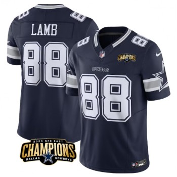 Men's Dallas Cowboys #88 CeeDee Lamb Navy 2023 F.U.S.E. NFC East Champions Patch Stitched Football Jersey Men's Dallas Cowboys #88 CeeDee Lamb Navy 2023 F.U.S.E. NFC East Champions Patch Stitched Football Jersey