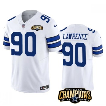 Men's Dallas Cowboys #90 DeMarcus Lawrence White 2023 F.U.S.E. NFC East Champions Patch Stitched Football Jersey Men's Dallas Cowboys #90 DeMarcus Lawrence White 2023 F.U.S.E. NFC East Champions Patch Stitched Football Jersey