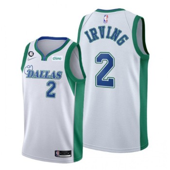 Men's Dallas Mavericks #2 Kyrie Irving White 2021/22 City Edition With No.6 Patch Stitched Basketball Jersey Men's Dallas Mavericks #2 Kyrie Irving White 2021/22 City Edition With No.6 Patch Stitched Basketball Jersey