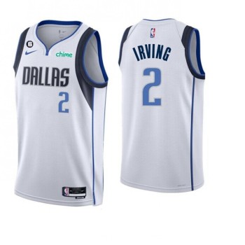 Men's Dallas Mavericks #2 Kyrie Irving White Association Edition With No.6 Patch Stitched Basketball Jersey Men's Dallas Mavericks #2 Kyrie Irving White Association Edition With No.6 Patch Stitched Basketball Jersey