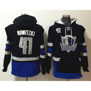 Men's Dallas Mavericks #41 Dirk Nowitzki Black Lace-Up Pullover Hoodie Men's Dallas Mavericks #41 Dirk Nowitzki Black Lace-Up Pullover Hoodie