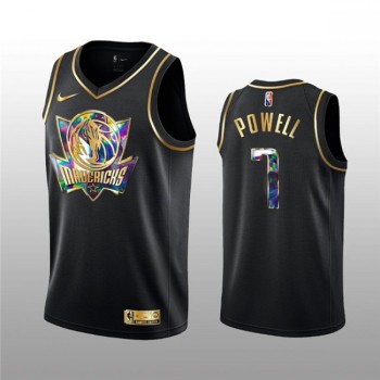 Men's Dallas Mavericks #7 Dwight Powell 2021/22 Black Golden Edition 75th Anniversary Diamond Logo Stitched Basketball Jersey Men's Dallas Mavericks #7 Dwight Powell 2021/22 Black Golden Edition 75th Anniversary Diamond Logo Stitched Basketball Jersey