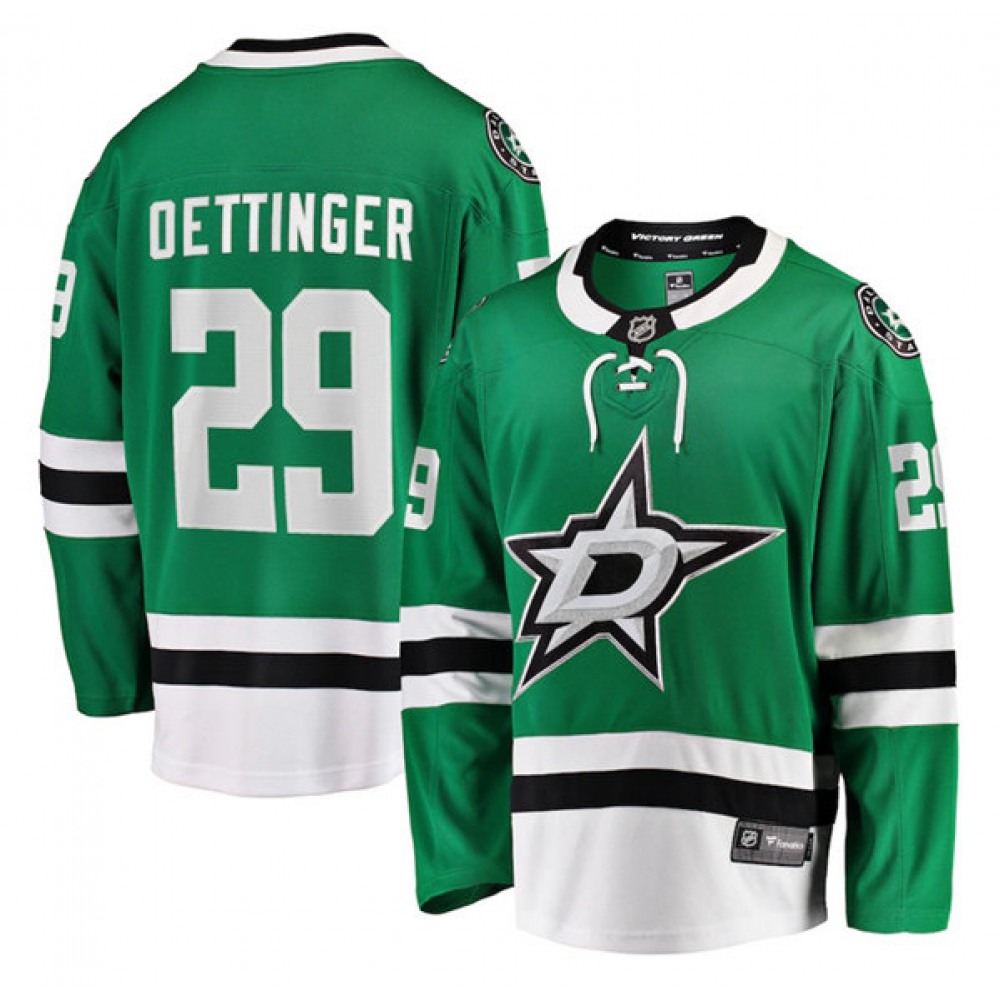 Men's Dallas Stars #29 Jake Oettinger Green Stitched Jersey