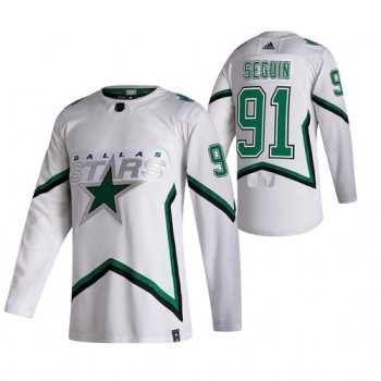 Men's Dallas Stars #91 Tyler Seguin 2020/21 White 2020-21 Reverse Retro Stitched Jersey Men's Dallas Stars #91 Tyler Seguin 2020/21 White 2020-21 Reverse Retro Stitched Jersey