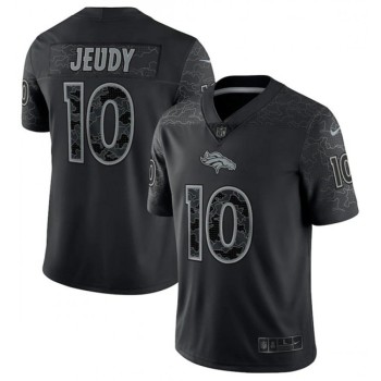 Men's Denver Broncos #10 Jerry Jeudy Black Reflective Limited Stitched Football Jersey Men's Denver Broncos #10 Jerry Jeudy Black Reflective Limited Stitched Football Jersey