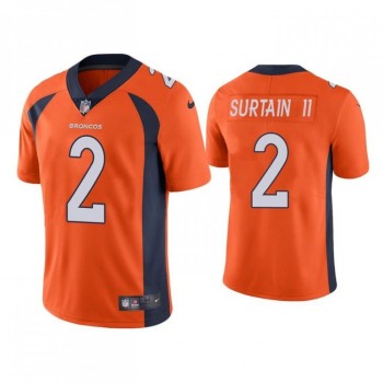 Men's Denver Broncos #2 Patrick Surtain II 2021 NFL Draft Orange Vapor Untouchable Limited Stitched Jersey Men's Denver Broncos #2 Patrick Surtain II 2021 NFL Draft Orange Vapor Untouchable Limited Stitched Jersey