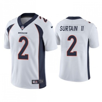 Men's Denver Broncos #2 Patrick Surtain II 2021 NFL Draft White Vapor Untouchable Limited Stitched Jersey Men's Denver Broncos #2 Patrick Surtain II 2021 NFL Draft White Vapor Untouchable Limited Stitched Jersey