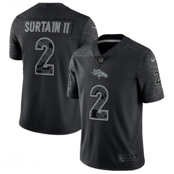 Men's Denver Broncos #2 Patrick Surtain II Black Reflective Limited Stitched Football Jersey Men's Denver Broncos #2 Patrick Surtain II Black Reflective Limited Stitched Football Jersey
