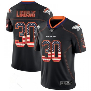 Men's Denver Broncos #30 Phillip Lindsay Black 2018 USA Flag Fashion Color Rush NFL Limited Stitched Jersey Men's Denver Broncos #30 Phillip Lindsay Black 2018 USA Flag Fashion Color Rush NFL Limited Stitched Jersey