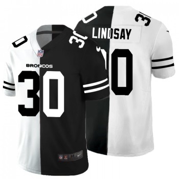 Men's Denver Broncos #30 Phillip Lindsay Black & White Split Limited Stitched Jersey Men's Denver Broncos #30 Phillip Lindsay Black & White Split Limited Stitched Jersey