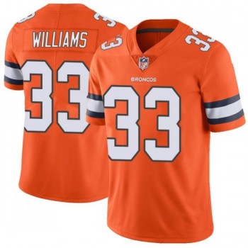 Men's Denver Broncos #33 Javonte Williams Orange Color Rush Vapor Untouchable Limited Stitched Jersey Men's Denver Broncos #33 Javonte Williams Orange Color Rush Vapor Untouchable Limited Stitched Jersey