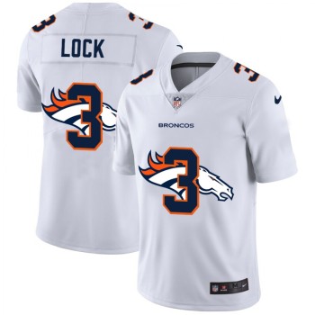 Men's Denver Broncos #3 Drew Lock White Shadow Logo Limited Stitched Jersey Men's Denver Broncos #3 Drew Lock White Shadow Logo Limited Stitched Jersey