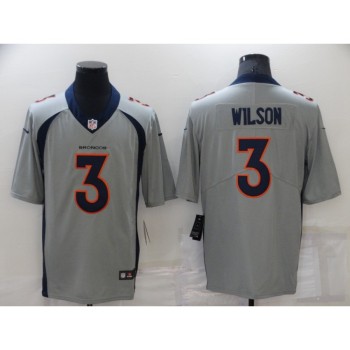 Men's Denver Broncos #3 Russell Wilson Grey Stitched Jersey Men's Denver Broncos #3 Russell Wilson Grey Stitched Jersey