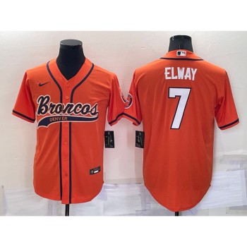 Men's Denver Broncos #7 John Elway Orange Cool Base Stitched Baseball Jersey Men's Denver Broncos #7 John Elway Orange Cool Base Stitched Baseball Jersey