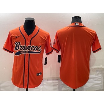 Men's Denver Broncos Blank Cool Base Orange Stitched Baseball Jersey Men's Denver Broncos Blank Cool Base Orange Stitched Baseball Jersey
