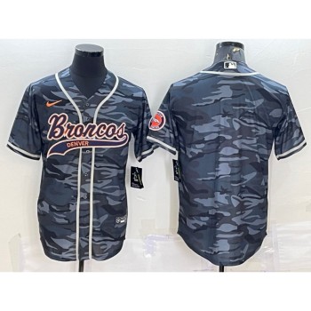 Men's Denver Broncos Blank Grey Camo With Patch Cool Base Stitched Baseball Jersey Men's Denver Broncos Blank Grey Camo With Patch Cool Base Stitched Baseball Jersey
