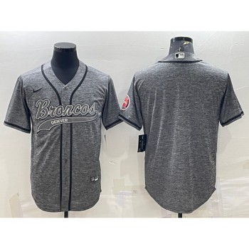 Men's Denver Broncos Blank Grey With Patch Cool Base Stitched Baseball Jersey Men's Denver Broncos Blank Grey With Patch Cool Base Stitched Baseball Jersey