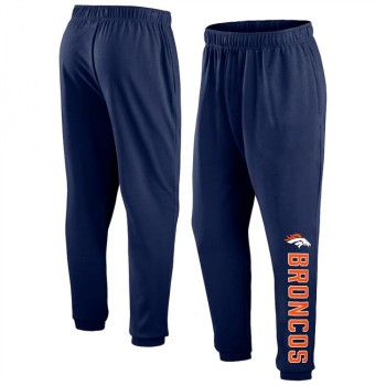 Men's Denver Broncos Navy Chop Block Fleece Sweatpants Men's Denver Broncos Navy Chop Block Fleece Sweatpants