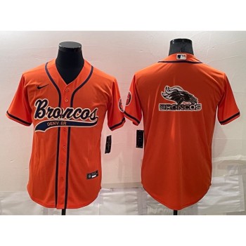 Men's Denver Broncos Orange Team Big Logo With Patch Cool Base Stitched Baseball Jersey Men's Denver Broncos Orange Team Big Logo With Patch Cool Base Stitched Baseball Jersey