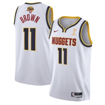 Men's Denver Nuggets #11 Bruce Brown White 2023 Finals Association Edition Stitched Basketball Jersey