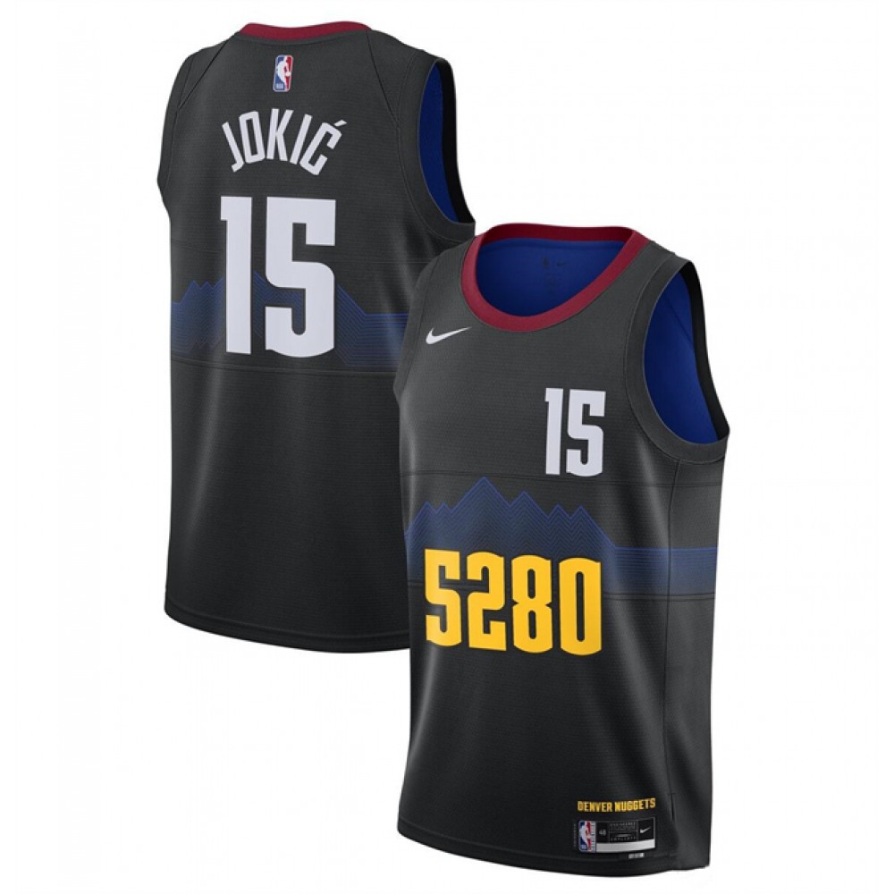 Men's Denver Nuggets #15 Nikola Jokic Black 2023-24 City Edition Stitched Basketball Jersey