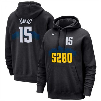 Men's Denver Nuggets #15 Nikola Jokic Black 2023/24 City Edition Name & Number Pullover Hoodie Men's Denver Nuggets #15 Nikola Jokic Black 2023/24 City Edition Name & Number Pullover Hoodie