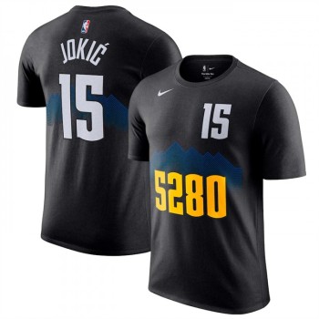 Men's Denver Nuggets #15 Nikola Jokic Black 2023/24 City Edition Name & Number T-Shirt Men's Denver Nuggets #15 Nikola Jokic Black 2023/24 City Edition Name & Number T-Shirt