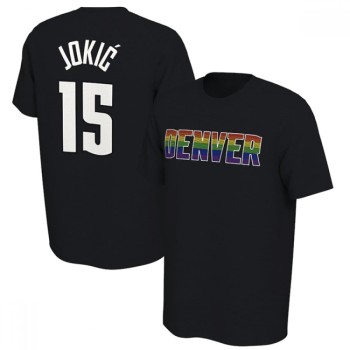 Men's Denver Nuggets #15 Nikola Jokic Black Name & Number T-Shirt Men's Denver Nuggets #15 Nikola Jokic Black Name & Number T-Shirt