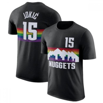 Men's Denver Nuggets #15 Nikola Jokic Black T-Shirt Men's Denver Nuggets #15 Nikola Jokic Black T-Shirt