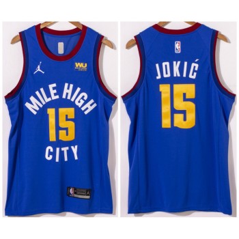 Men's Denver Nuggets #15 Nikola Jokic Blue Stitched Jersey Men's Denver Nuggets #15 Nikola Jokic Blue Stitched Jersey