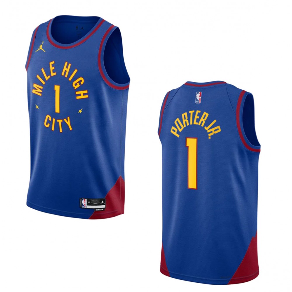 Men's Denver Nuggets #1 Michael Porter Jr. Blue 2022/23 Statement Edition Stitched Jersey