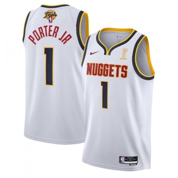 Men's Denver Nuggets #1 Michael Porter Jr. White 2023 Finals Association Edition Stitched Basketball Jersey Men's Denver Nuggets #1 Michael Porter Jr. White 2023 Finals Association Edition Stitched Basketball Jersey