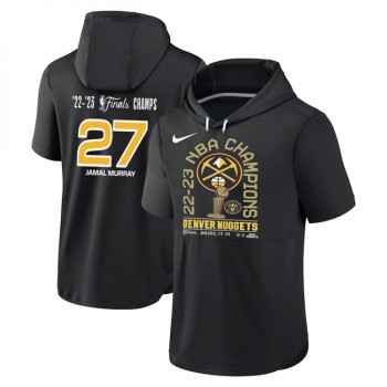 Men's Denver Nuggets #27 Jamal Murray Black Performance Short Sleeve Pullover Hoodie Men's Denver Nuggets #27 Jamal Murray Black Performance Short Sleeve Pullover Hoodie