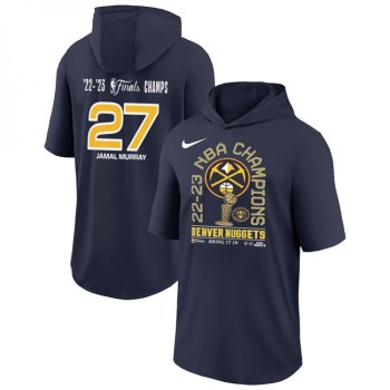 Men's Denver Nuggets #27 Jamal Murray Navy Performance Short Sleeve Pullover Hoodie Men's Denver Nuggets #27 Jamal Murray Navy Performance Short Sleeve Pullover Hoodie