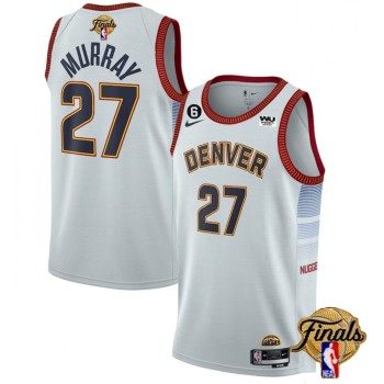 Men's Denver Nuggets #27 Jamal Murray Silver 2023 Finals Icon Edition With NO.6 Patch Stitched Basketball Jersey