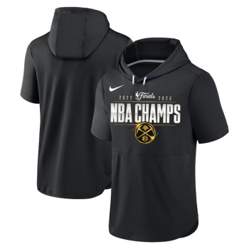 Men's Denver Nuggets Black 2022-23 Champions Performance Short Sleeve Pullover Hoodie Men's Denver Nuggets Black 2022-23 Champions Performance Short Sleeve Pullover Hoodie
