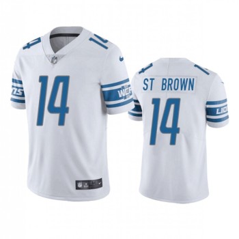 Men's Detroit Lions #14 Amon-Ra St. Brown White Vapor Untouchable Limited Stitched Jersey Men's Detroit Lions #14 Amon-Ra St. Brown White Vapor Untouchable Limited Stitched Jersey