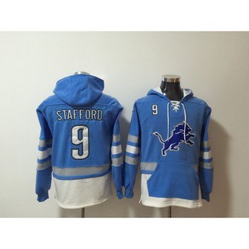 Men's Detroit Lions #9 Matthew Stafford Blue All Stitched NFL Hoodie Sweatshirt Men's Detroit Lions #9 Matthew Stafford Blue All Stitched NFL Hoodie Sweatshirt