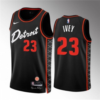 Men's Detroit Pistons #23 Jaden Ivey Black 2023/24 City Edition Stitched Basketball Jersey Men's Detroit Pistons #23 Jaden Ivey Black 2023/24 City Edition Stitched Basketball Jersey
