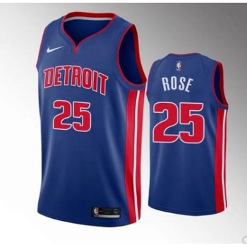 Men's Detroit Pistons #25 Derrick Rose Blue 2019 Stitched NBA Jersey Men's Detroit Pistons #25 Derrick Rose Blue 2019 Stitched NBA Jersey