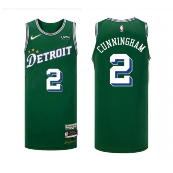 Men's Detroit Pistons #2 Cade Cunningham Green 2022-23 City Edition Stitched Basketball Jersey