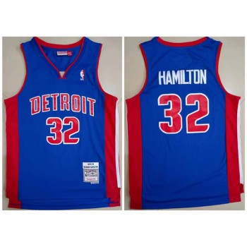 Men's Detroit Pistons #32 Richard Hamilton 2003-04 Blue Throwback Stitched Jersey Men's Detroit Pistons #32 Richard Hamilton 2003-04 Blue Throwback Stitched Jersey