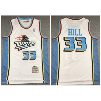 Men's Detroit Pistons #33 Grant Hill 1998-99 White Throwback Stitched Jersey Men's Detroit Pistons #33 Grant Hill 1998-99 White Throwback Stitched Jersey