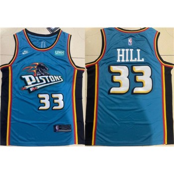 Men's Detroit Pistons #33 Grant Hill Blue Stitched Jersey Men's Detroit Pistons #33 Grant Hill Blue Stitched Jersey