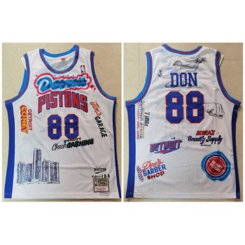 Men's Detroit Pistons #88 Don White Big Sean X Stitched Jersey Men's Detroit Pistons #88 Don White Big Sean X Stitched Jersey